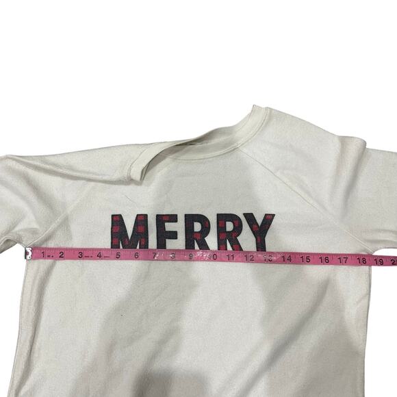 Grayson Threads “MERRY” White Sleepwear Top Holiday Sweatshirt Style Women M - Picture 3 of 4